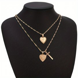 Stackable Chain Necklace Cross Shape Pendant Adjustable Neck Jewelry For Women & Girls 1 Pc