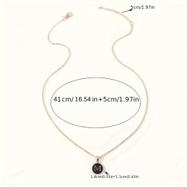 Black White A-Z Letter Pendant Simple Ladies Necklace Alloy Accessories