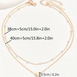 Delicate Heart Pendant Faux Pearl Clavicle Chain Necklace Delicate Party Jewelry For Girls