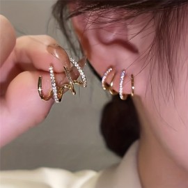 Claw Design With Shiny Zircon Decor Stud Earrings Boho Elegant Style Zinc Alloy Jewelry Daily Wear Accessories