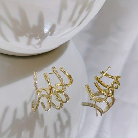 Claw Design With Shiny Zircon Decor Stud Earrings Boho Elegant Style Zinc Alloy Jewelry Daily Wear Accessories