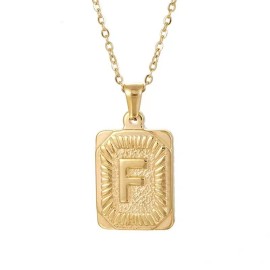 Hip Hop 18K Gold Plated Stainless Steel Letter Necklace Golden Letter Pendant Necklace