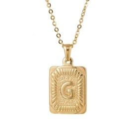 Hip Hop 18K Gold Plated Stainless Steel Letter Necklace Golden Letter Pendant Necklace