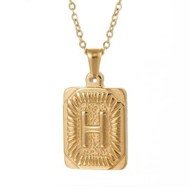 Hip Hop 18K Gold Plated Stainless Steel Letter Necklace Golden Letter Pendant Necklace