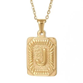 Hip Hop 18K Gold Plated Stainless Steel Letter Necklace Golden Letter Pendant Necklace