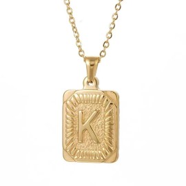 Hip Hop 18K Gold Plated Stainless Steel Letter Necklace Golden Letter Pendant Necklace