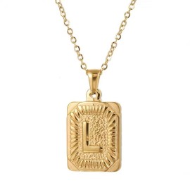 Hip Hop 18K Gold Plated Stainless Steel Letter Necklace Golden Letter Pendant Necklace