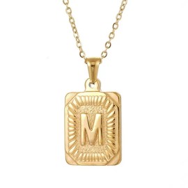 Hip Hop 18K Gold Plated Stainless Steel Letter Necklace Golden Letter Pendant Necklace