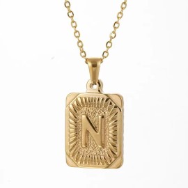 Hip Hop 18K Gold Plated Stainless Steel Letter Necklace Golden Letter Pendant Necklace