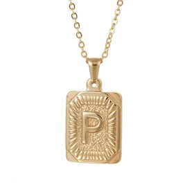 Hip Hop 18K Gold Plated Stainless Steel Letter Necklace Golden Letter Pendant Necklace