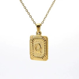 Hip Hop 18K Gold Plated Stainless Steel Letter Necklace Golden Letter Pendant Necklace