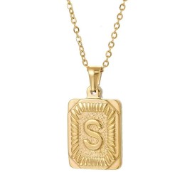 Hip Hop 18K Gold Plated Stainless Steel Letter Necklace Golden Letter Pendant Necklace