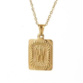 Hip Hop 18K Gold Plated Stainless Steel Letter Necklace Golden Letter Pendant Necklace