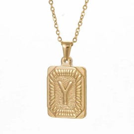 Hip Hop 18K Gold Plated Stainless Steel Letter Necklace Golden Letter Pendant Necklace