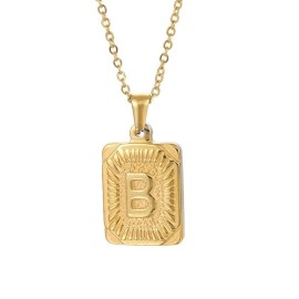 Hip Hop 18K Gold Plated Stainless Steel Letter Necklace Golden Letter Pendant Necklace