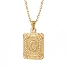 Hip Hop 18K Gold Plated Stainless Steel Letter Necklace Golden Letter Pendant Necklace