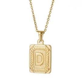 Hip Hop 18K Gold Plated Stainless Steel Letter Necklace Golden Letter Pendant Necklace