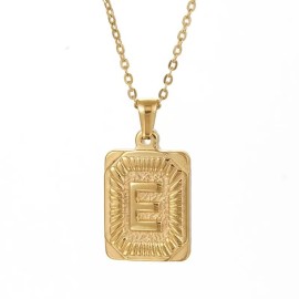 Hip Hop 18K Gold Plated Stainless Steel Letter Necklace Golden Letter Pendant Necklace