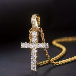 Exquisite Zircon Cross Pendant Necklace For Women Men Party Daily Wear Sweater Chain Religious Necklace