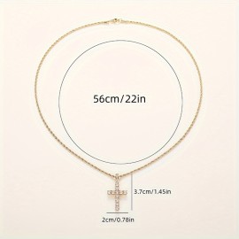 Exquisite Zircon Cross Pendant Necklace For Women Men Party Daily Wear Sweater Chain Religious Necklace