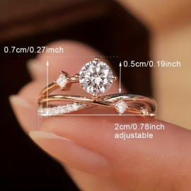 Elegant Promise Ring 14k Gold Plated Inlaid Rhinestone Classic Colors For You To Choose Engagement Wedding Jewelry Party Decor