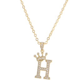 Elegant Zircon Crown Initial English Letter Pendant Ladies Necklace Neck Chain Sweater Chain Gift