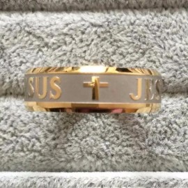 1pc Luxury Cross Ring Made Of Stainless Steel 18k Gold Plated Perfect Christmas Gift Suitable For Men And Women Catholic Religious Band