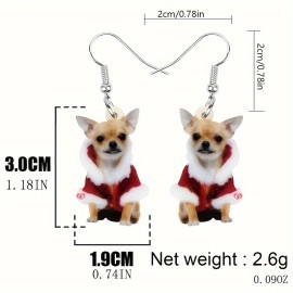 Cute Christmas Dog Design Dangle Earrings Simple Cute Style Alloy Jewelry Adorable Christmas Ear Ornaments