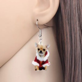 Cute Christmas Dog Design Dangle Earrings Simple Cute Style Alloy Jewelry Adorable Christmas Ear Ornaments