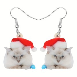 Cute Christmas Dog Design Dangle Earrings Simple Cute Style Alloy Jewelry Adorable Christmas Ear Ornaments