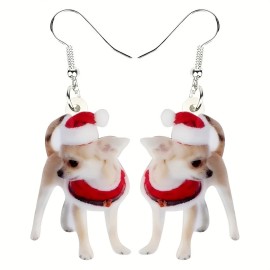 Cute Christmas Dog Design Dangle Earrings Simple Cute Style Alloy Jewelry Adorable Christmas Ear Ornaments