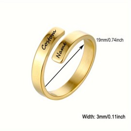 Customized Ring For Women With Double Names Stainless Steel Engraved Date Couple Ring Personalized Anniversary Gift Jewelry