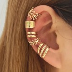 Golden Leaf 5pcs Cutout Ear Clips Fitting One Ear