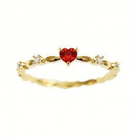 Exquisite Promise Ring Inlaid Scarlet Zirconia In Heart Shape Engagement / Wedding Ring For Brides 18k Gold Plated Just Pick A Color U Like