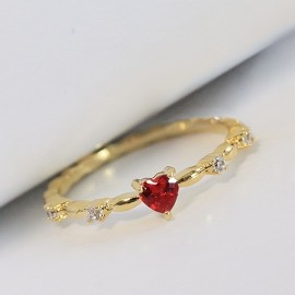 Exquisite Promise Ring Inlaid Scarlet Zirconia In Heart Shape Engagement / Wedding Ring For Brides 18k Gold Plated Just Pick A Color U Like