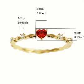 Exquisite Promise Ring Inlaid Scarlet Zirconia In Heart Shape Engagement / Wedding Ring For Brides 18k Gold Plated Just Pick A Color U Like