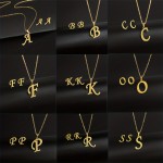 Simple 26 Initial Letter Alphabet Necklace & Earring Set, Glossy Stainless Steel Collarbone Chain, Ladies Birthday Gift