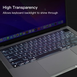 Premium Ultra Thin Keyboard Cover Protector, For 2021 2022 2023 M1/M2 Pro/Max MacBook Pro 14/16 A2442 A2485 A2779 A2780,M2 MacBook Air 13/15A 2681 A2941,US (ANSI) Layout,Clear