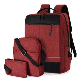 Three-piece Backpack Large-capacity USB Charging Business Casual Men's Oxford Cloth Computer Backpack