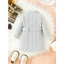 Baby Knitted Comfy Turtleneck Long Dress, Kids Clothes Autumn And Winter