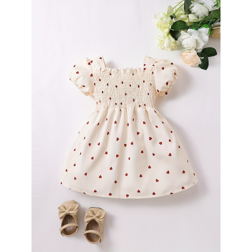 Adorable Heart-Print Tunic Dress For Girls - Perfect For Parties & Birthdays!