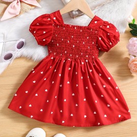 Adorable Heart-Print Tunic Dress For Girls - Perfect For Parties & Birthdays!