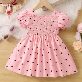 Adorable Heart-Print Tunic Dress For Girls - Perfect For Parties & Birthdays!