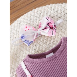 European And American Baby Girl Fake Two-piece Flower Printed Bow Dress