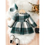 Baby Girls Cute Plaid Dress, Toddlers Stylish Autumn And Winter Dress