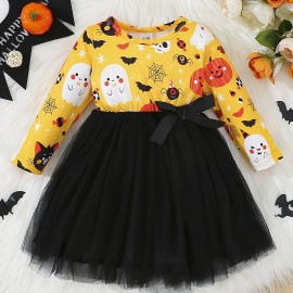 Baby Girls Mesh Dress Long Sleeve Bow Floral Embroidered Princess Dress Clothes Of Various Colors