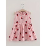 Baby Dress, Girls Cotton Cute Strawberry Print Dress Children's Sleeveless Princess Dress