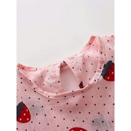 Baby Dress, Girls Cotton Cute Strawberry Print Dress Children's Sleeveless Princess Dress