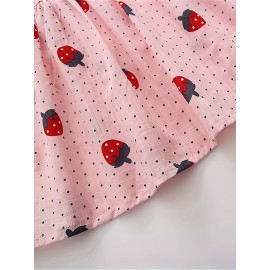 Baby Dress, Girls Cotton Cute Strawberry Print Dress Children's Sleeveless Princess Dress