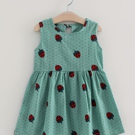 Baby Dress, Girls Cotton Cute Strawberry Print Dress Children's Sleeveless Princess Dress